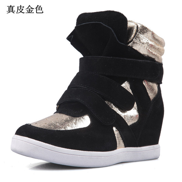 2 015 Dongkuan корейской версии женской обуви в выше липучки кожи высокого верха обуви, спортивная обувь мода женщина прилив
