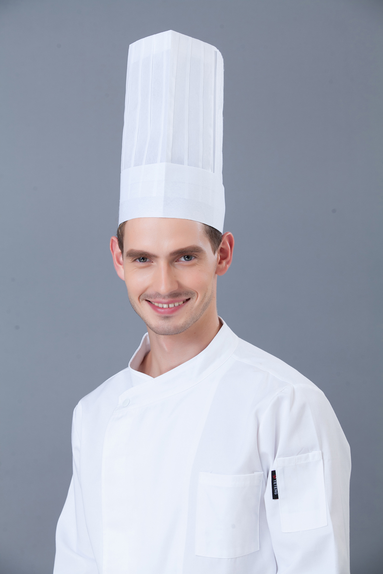 一次性厨师帽无纺布纸高帽子餐厅酒店厨房厨师工作纸帽白50顶包邮