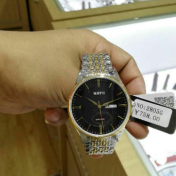 专柜 雷特2805介金钢链 双历石英男士手表