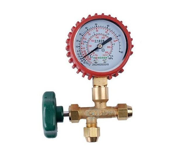 空调冰箱冰柜充氟压力表一套带阀门 三通表 充氟表 加