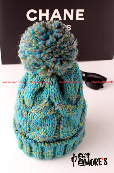 秋冬季韩国彩色大球球毛线帽保暖针织帽子 可爱女士时尚针织帽潮