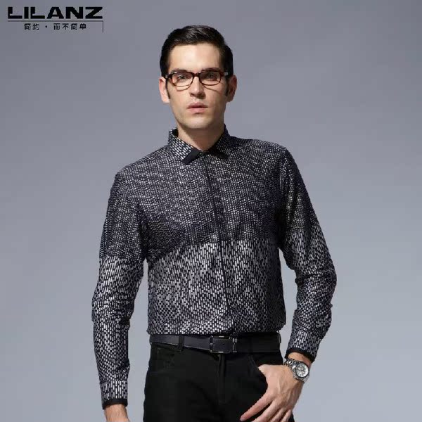 利郎男装专柜正品 2014秋季新款长袖衬衫 2qxc0061y 特价