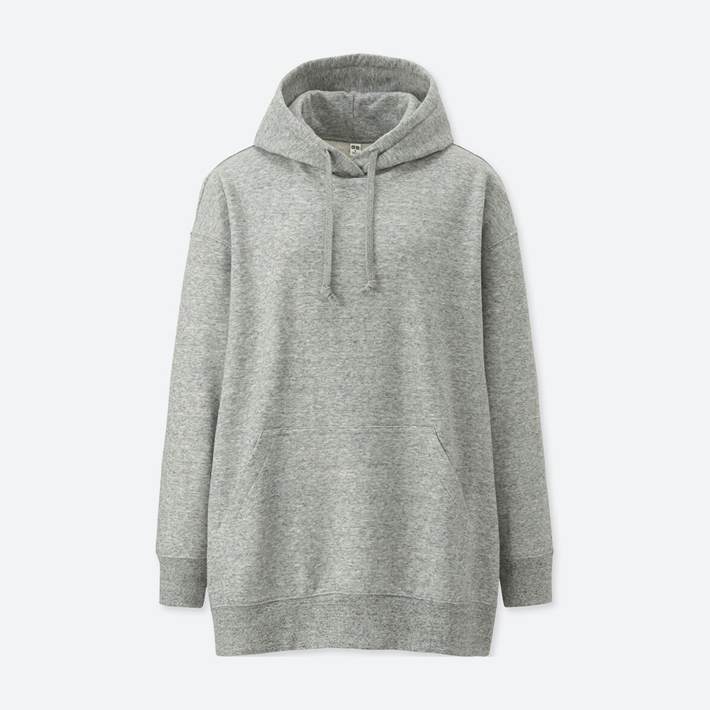 Having grey hoodie