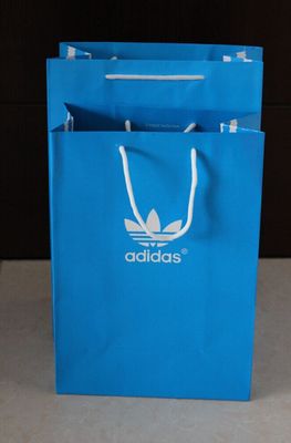 阿迪达斯adidas三叶草纸袋购物袋 礼品袋 兰色手提袋包装袋子