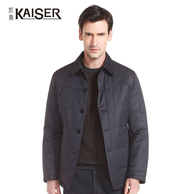 kaiser/凯撒男装羽绒服中年男士白鸭绒羽绒翻领外套秋冬新品