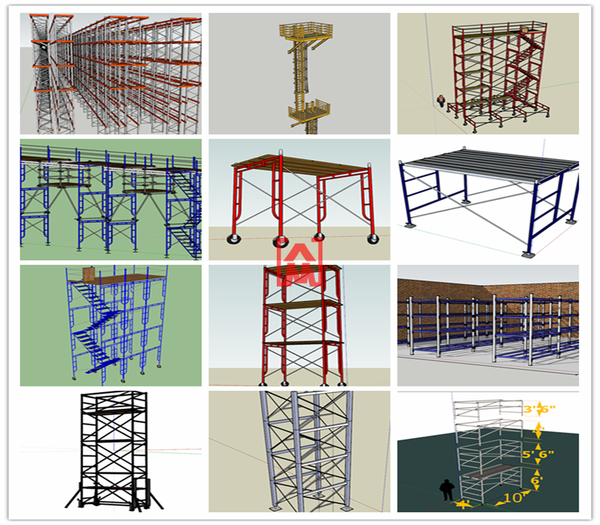 su钢管脚手架模型小品工程建筑工业脚手架梯子桁架储物架sketchup