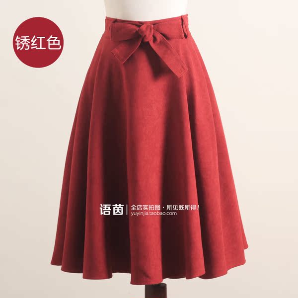 Корея 2 015 осенью и зимой ретро искусство в длинных юбках цветом простой галстук талии платье слово