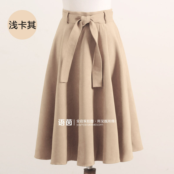 Корея 2 015 осенью и зимой ретро искусство в длинных юбках цветом простой галстук талии платье слово