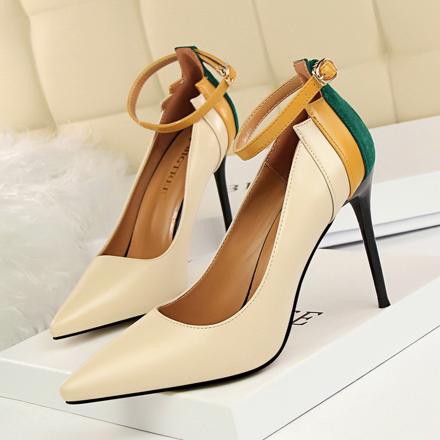 9219-9 European and American wind sexy club for women’s shoes high-heeled shoes high heel with lighter color pointed to 