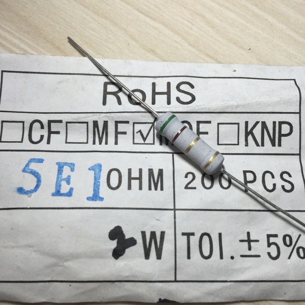 1r 四色环 碳膜电阻 绿棕金金 5% 一个起拍