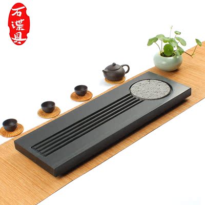 天然乌金石石材小茶盘干泡茶台排水日式石制石头石茶盘功夫茶具