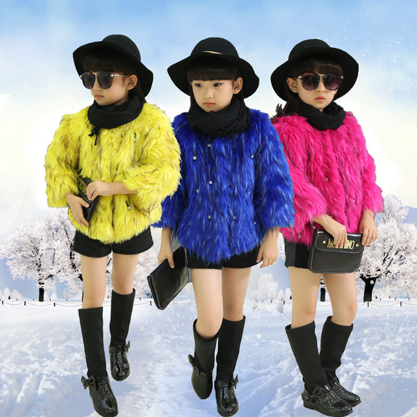 童装女童新款韩中小童加厚时尚高档仿皮草儿童秋冬款外套冬装大衣