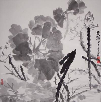 名家字画原创书画水墨画花鸟写意国画荷花斗方真迹优惠劵现货超值