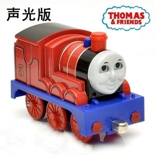 正版托马斯磁性合金灯光声音托马斯火车头 5号詹姆士回力车玩具