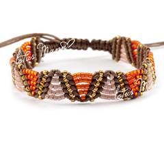 lotus mann路塔斯曼橙红配色波西米亚手工编织友谊手链