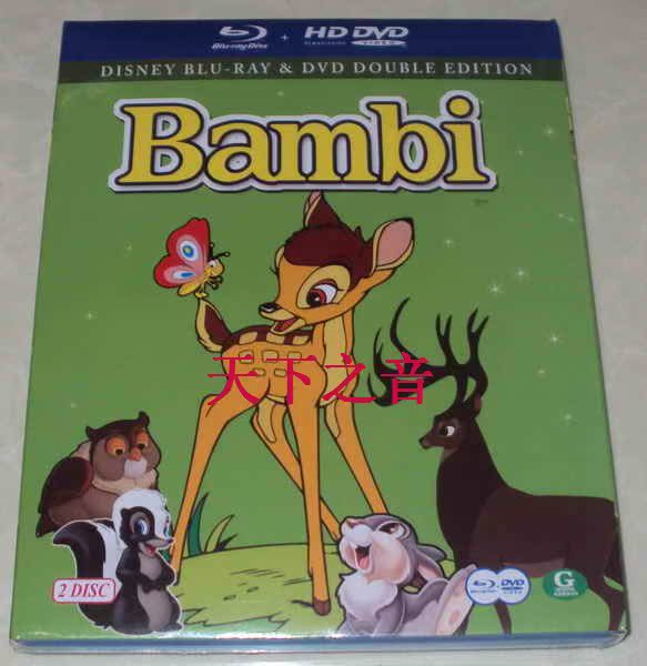 迪斯尼动画蓝光 dvd 小鹿斑比/bambi 两碟/中文(韩)现货