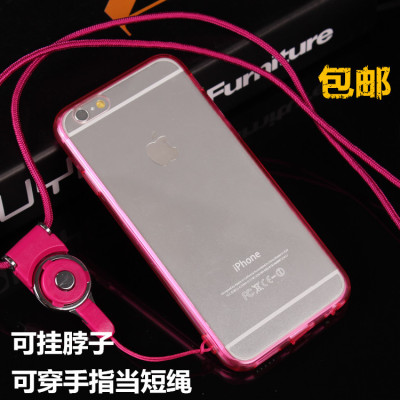 标题优化:iPhone6plus手机壳挂脖4s iPhone5s保护硅胶套带挂绳 苹果6软外壳