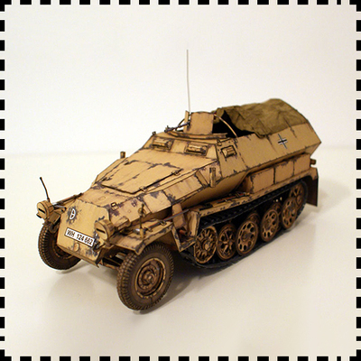 德国sdkfz 251-1 ausf c装甲输送车 纸模型 1:25 装甲车模型 diy