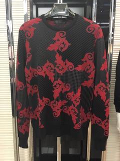 【特惠】Versace/范思哲 秋冬款巴洛克刺绣花卉款男士羊毛衫 线衫