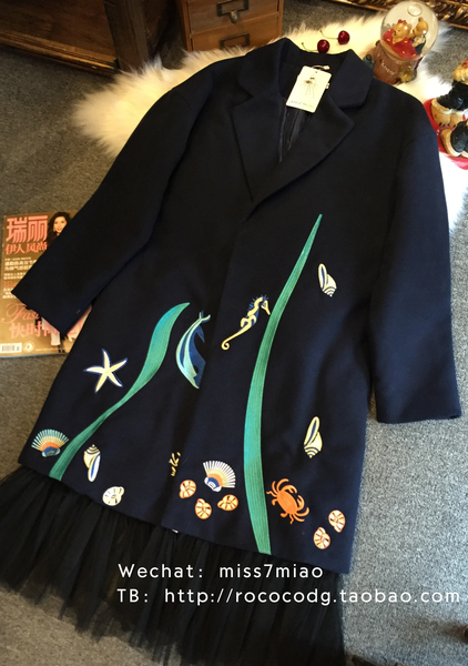 2016春季新款 女神新衣 郭碧婷同款 海洋刺绣 