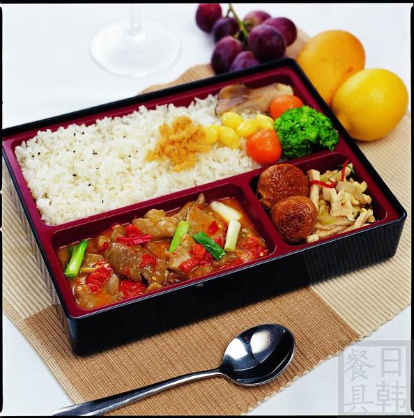 新款耐高温三格餐盒商务套餐盒日式便当盒饭盒送餐盒定食餐盘