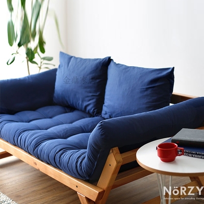 标题优化:超值现代宜家简约日式实木沙发床1.5米  住宅家具 可拆洗布艺沙发