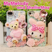 Cartoon Winnie iphone4s phone shell drill shell Samsung Apple 5diy diamond paste diamond shell protective shell finished