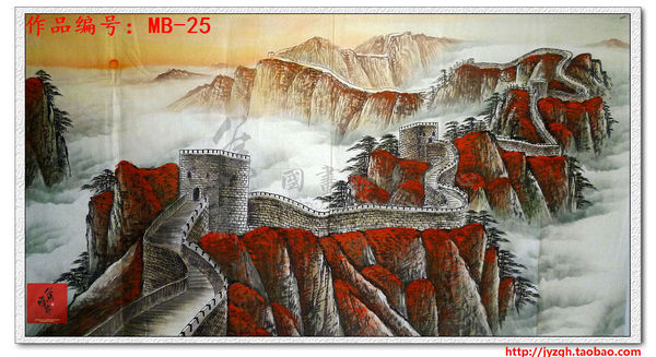 纯手工横幅六尺秋景长城山水国画▲画芯宣纸▲mb-25▲178x97