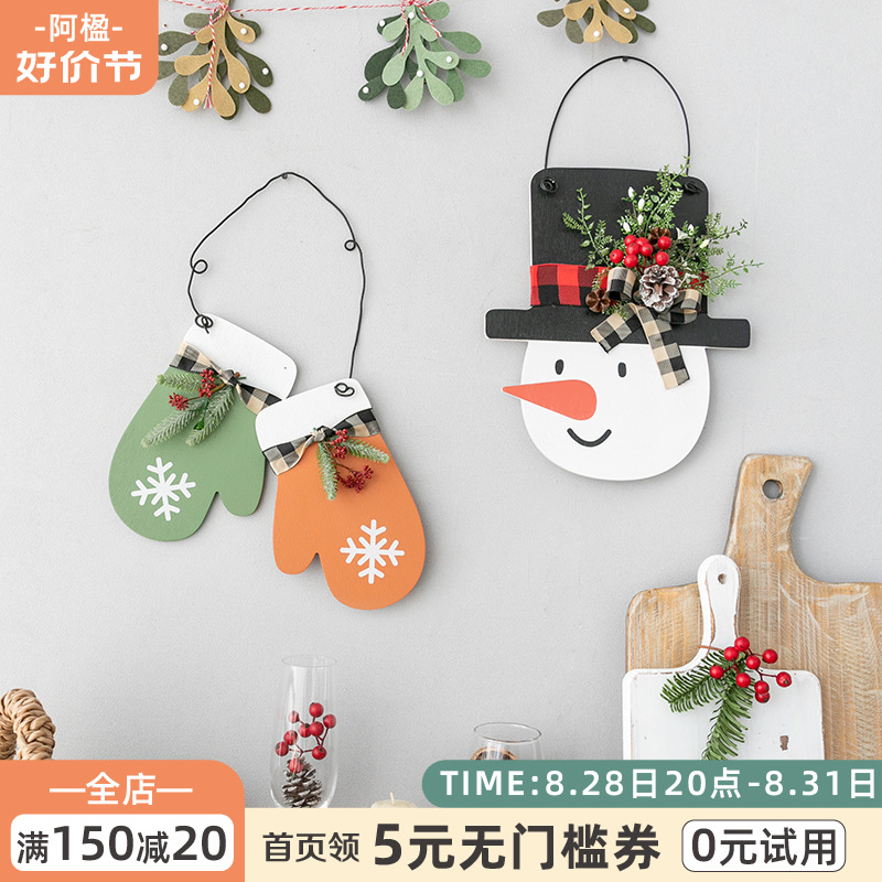 A Ying Cistmas Wooden Snowman Pendant Home Decoration Creative Nordic Wall Table Window Arrangement Decoration