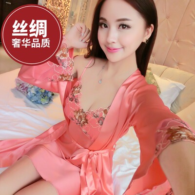 女士成熟性感睡衣春秋天睡裙女夏季蕾丝薄款真丝绸吊带睡袍两件套-淘宝网 女士成熟性感睡衣春秋天睡裙女夏季蕾丝薄款真丝绸吊带睡袍两件套-淘宝网