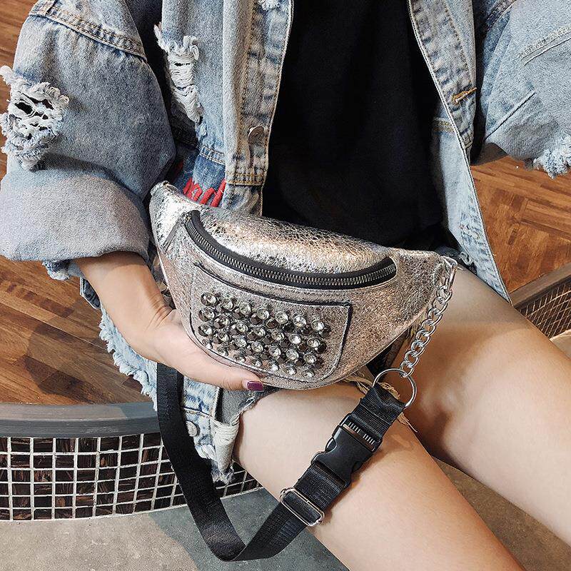 กระเป๋า 带腰包时尚胸包亮片包蹦迪包韩版2020新款潮包包女2020潮款女包包  