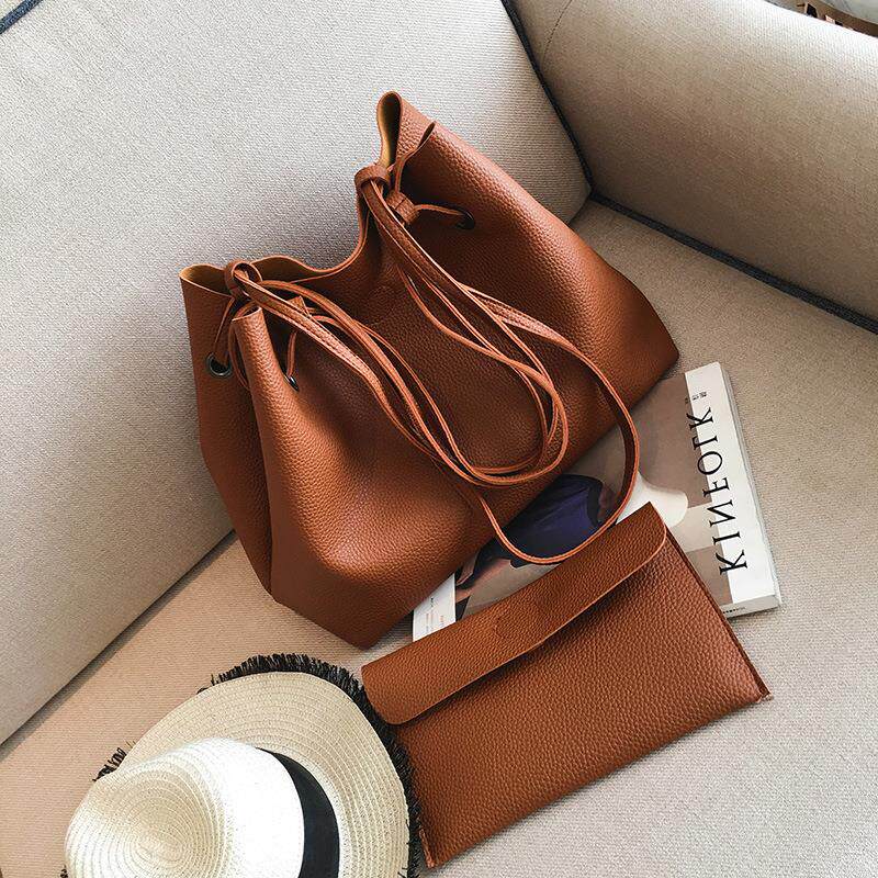 กระเป๋า 约荔枝手提包包单肩包2020新款时尚子母包大纯色女2020潮款女包包  