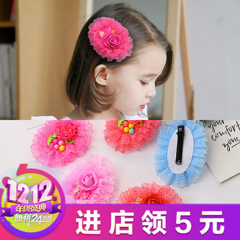 韓國兒童發飾蕾絲頭花朵可愛卡通寶寶小女孩發卡女童頭飾品發夾