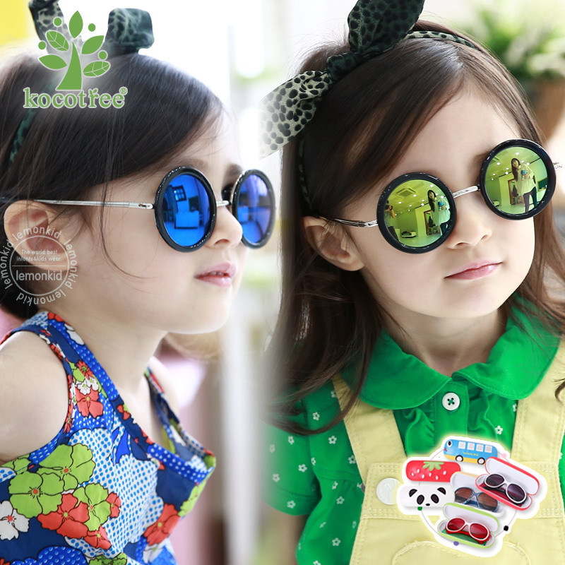 彩膜太陽鏡 韓國Kocotree圓形兒童男童墨鏡女童防紫外線寶寶眼鏡