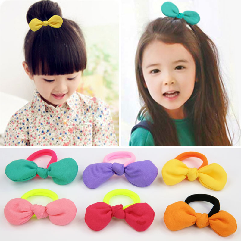 韓國可愛小兔耳朵兒童發圈發繩女童糖果色頭花寶寶發飾頭飾品女孩