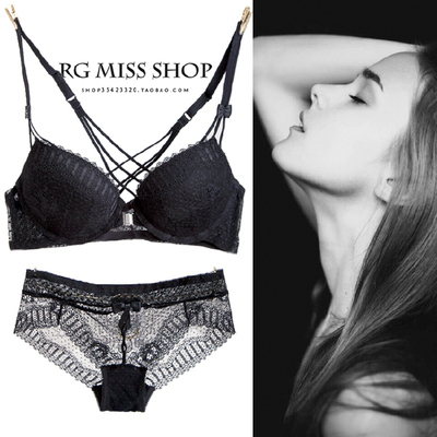 维多利亚聚文胸套装性感蕾丝前扣露背少女聚拢内衣内裤套装春秋款-淘宝网