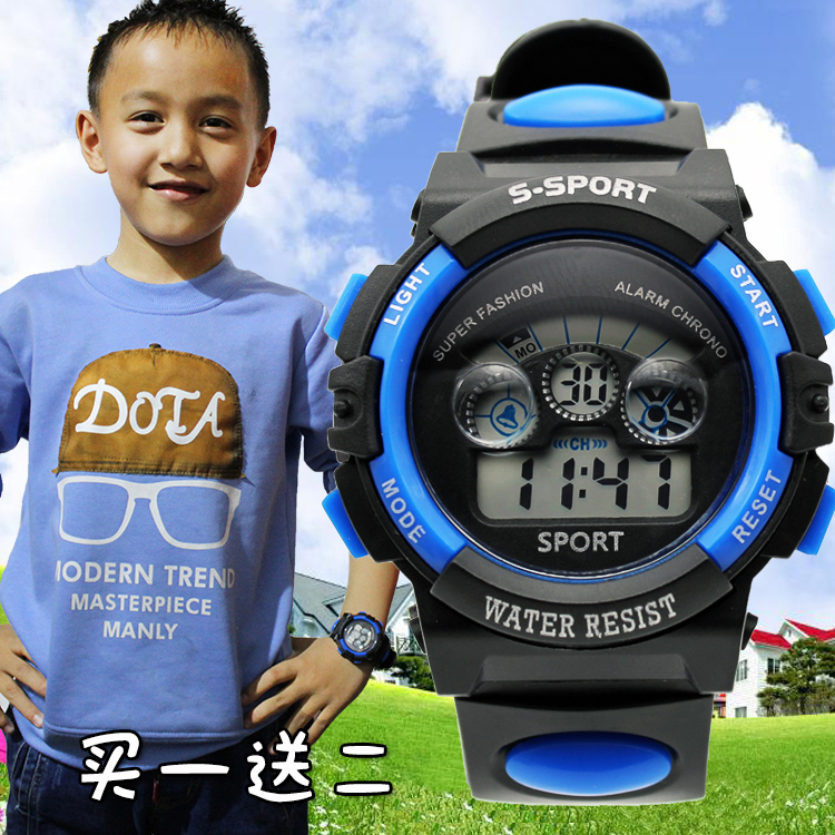 兒童手表防水夜光男孩女孩小學生男童女童運動電子表時尚手表