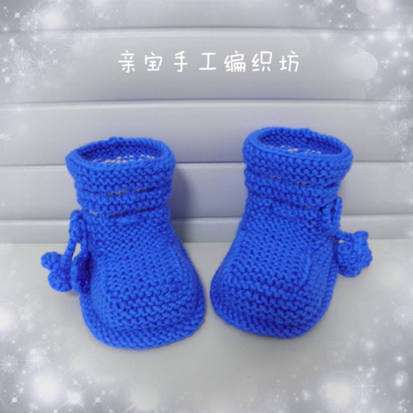 韓版寶寶手工編織毛線鞋成品男女 嬰兒針織鞋0-3-6-12個月純色