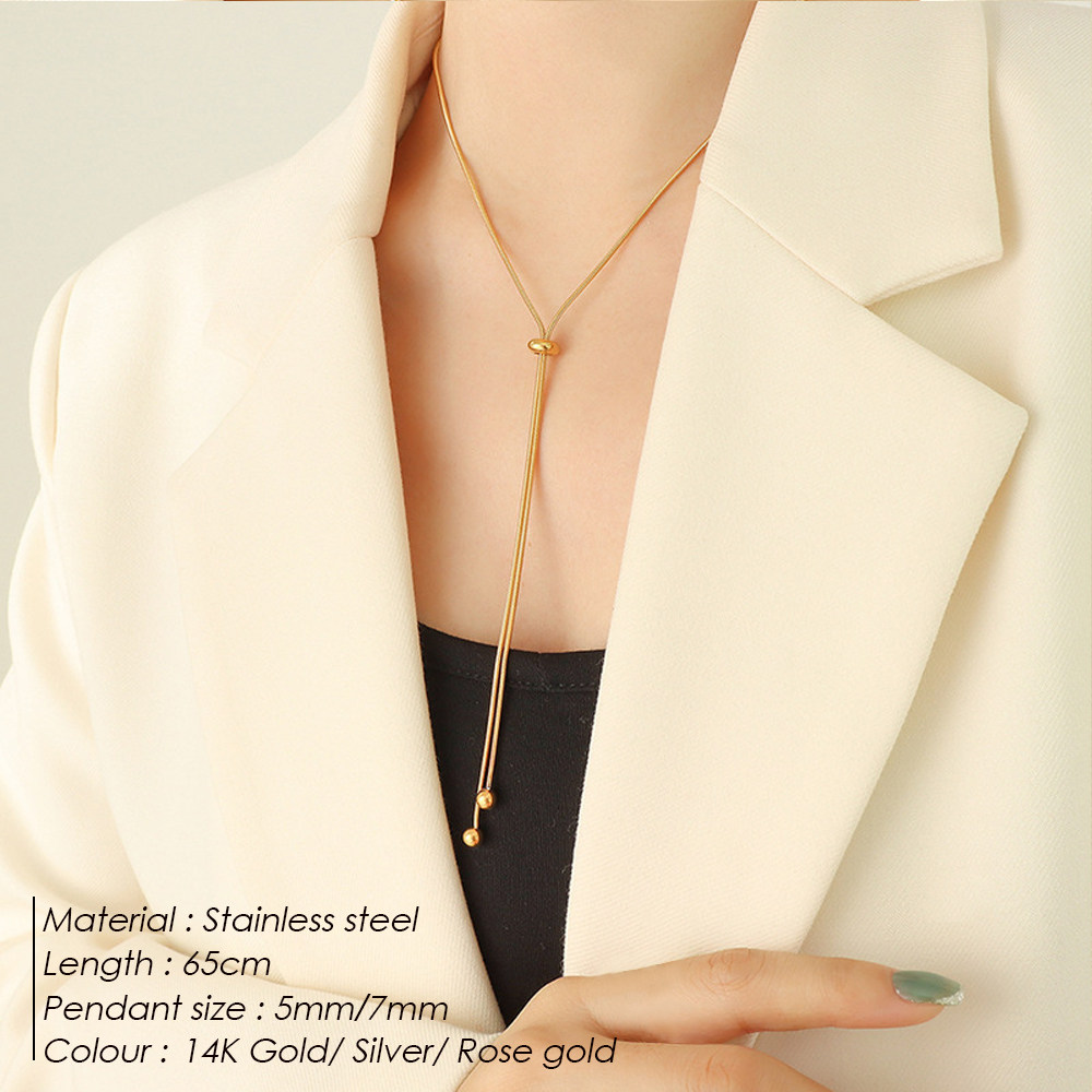 Adjustable Y-chain Necklace In Titanium Steel For Women_voghion.com