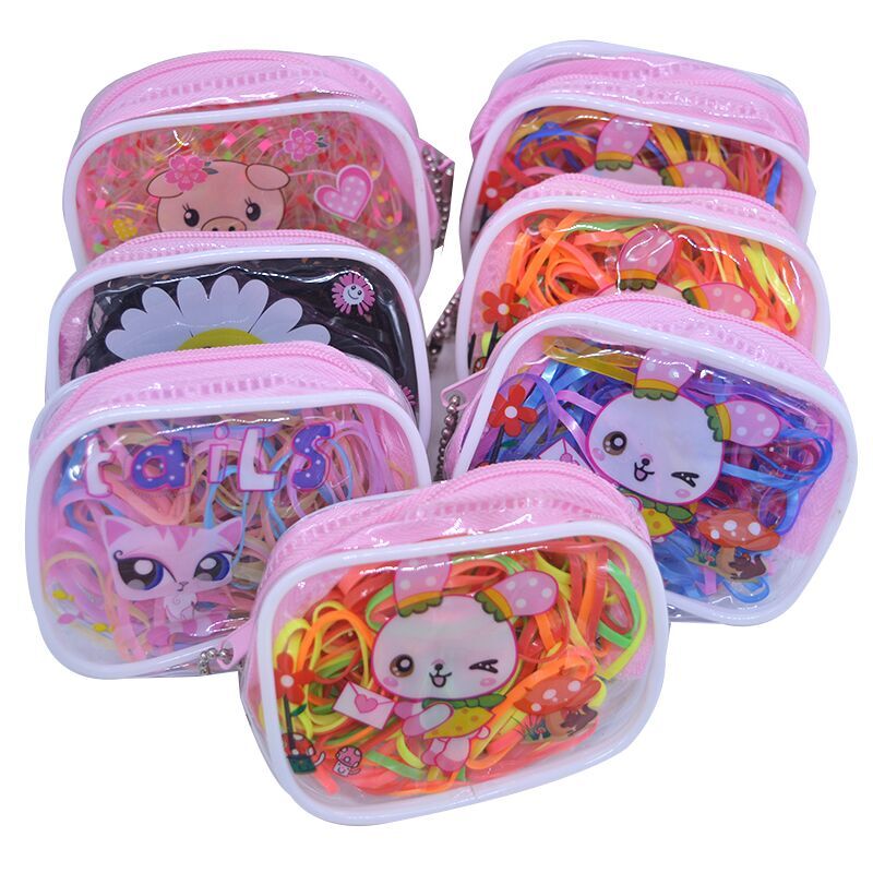 Children's Coin Purse Rubber Band Hair Band Children's Hair Rope Baby Rubber Band Color Black Rubber Band Packing Bag