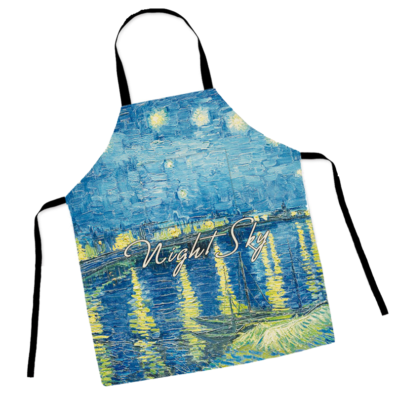 Oil Painting Overclothes Cute Household Kitchen Summer Breathable Apron Painting Room Cooking plus Large Circumference Belt Pocket