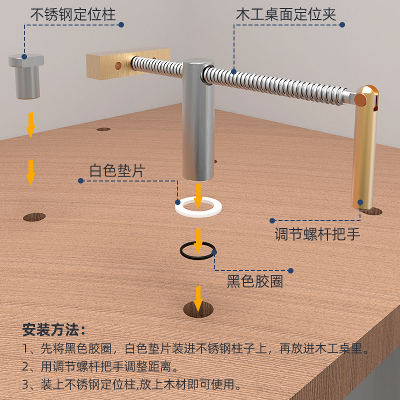 Newly Upgraded Adjustable Woodworking Desktop Locating Clip Precision Table Card Diameter Woodworking Tenon Stainless Steel