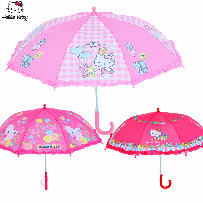 Kitty凱蒂貓兒童自動傘女童KT傘直柄兒童睛雨傘學生幼兒遮陽傘