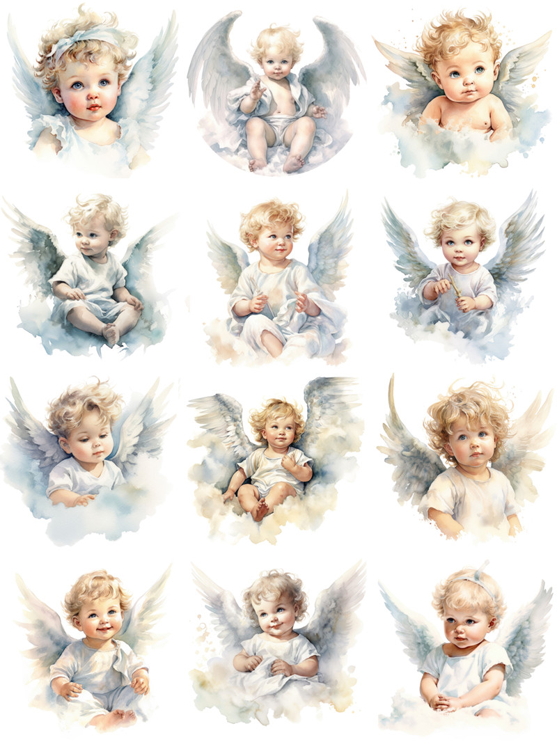 Junkjournal Vintage Journal Stickers Decorative Hand Ledger Sticker Angel Baby