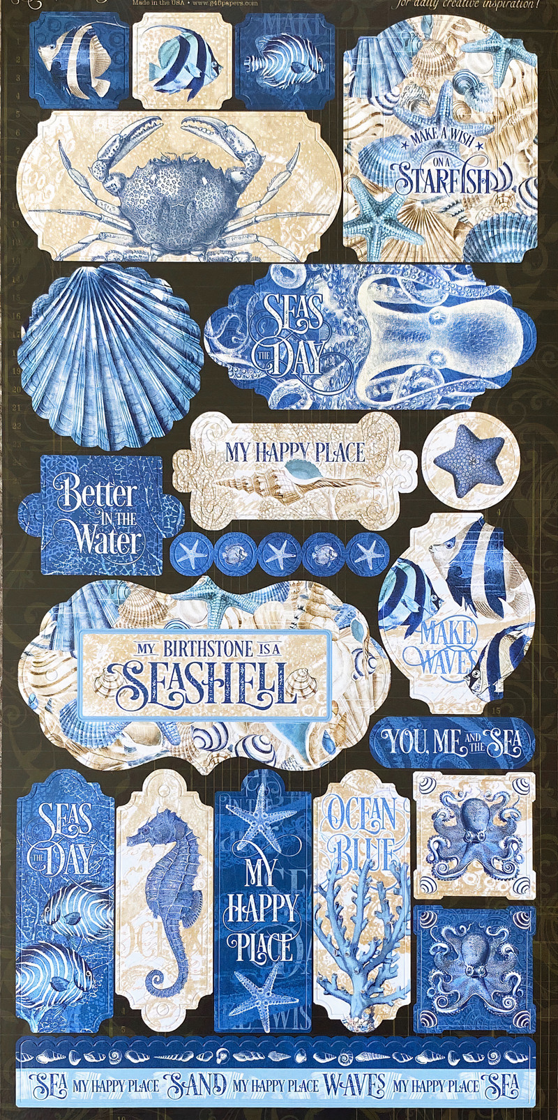 Junkjournal Retro Journal Stickers Decorative Vintage Journal Sticker Material Blue Ocean