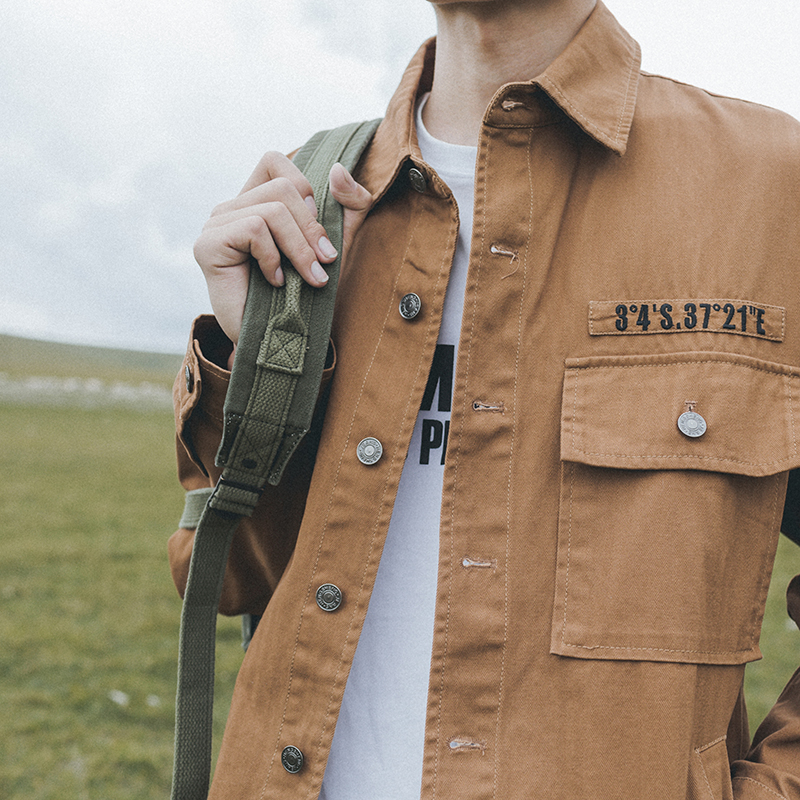 Lv Xiaohu's original Japanese retro jacket tooling jacket men ins Hong Kong fashion brand embroidered lapel jacket tide
