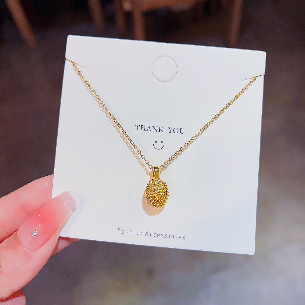 Best-Seller on Douyin Miss Life Copper Pendant Ins Style Titanium Steel Necklace Female Special-Interest Design Light Luxury Durian Clavicle Chain