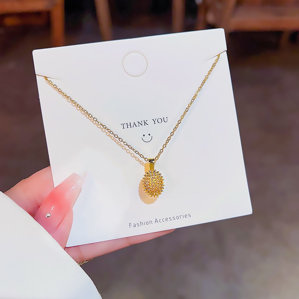 Best-Seller on Douyin Miss Life Copper Pendant Ins Style Titanium Steel Necklace Female Special-Interest Design Light Luxury Durian Clavicle Chain