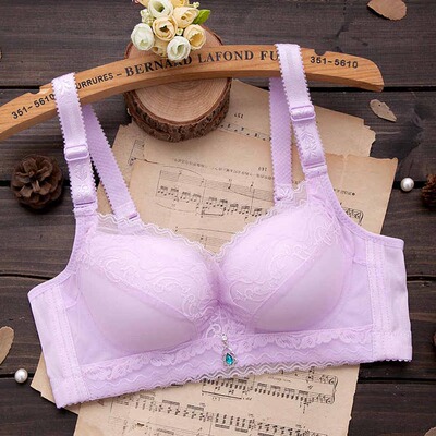 夏季透气无钢圈性感少女士内衣薄款蕾丝调整型胸罩厚小胸聚拢文胸-淘宝网
