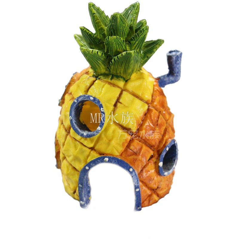 Resin Pineapple House/SpongeBob's Home/Aquarium Fish Tank Landscape Cartoon Ornaments Fish and Shrimp Escape Decoration